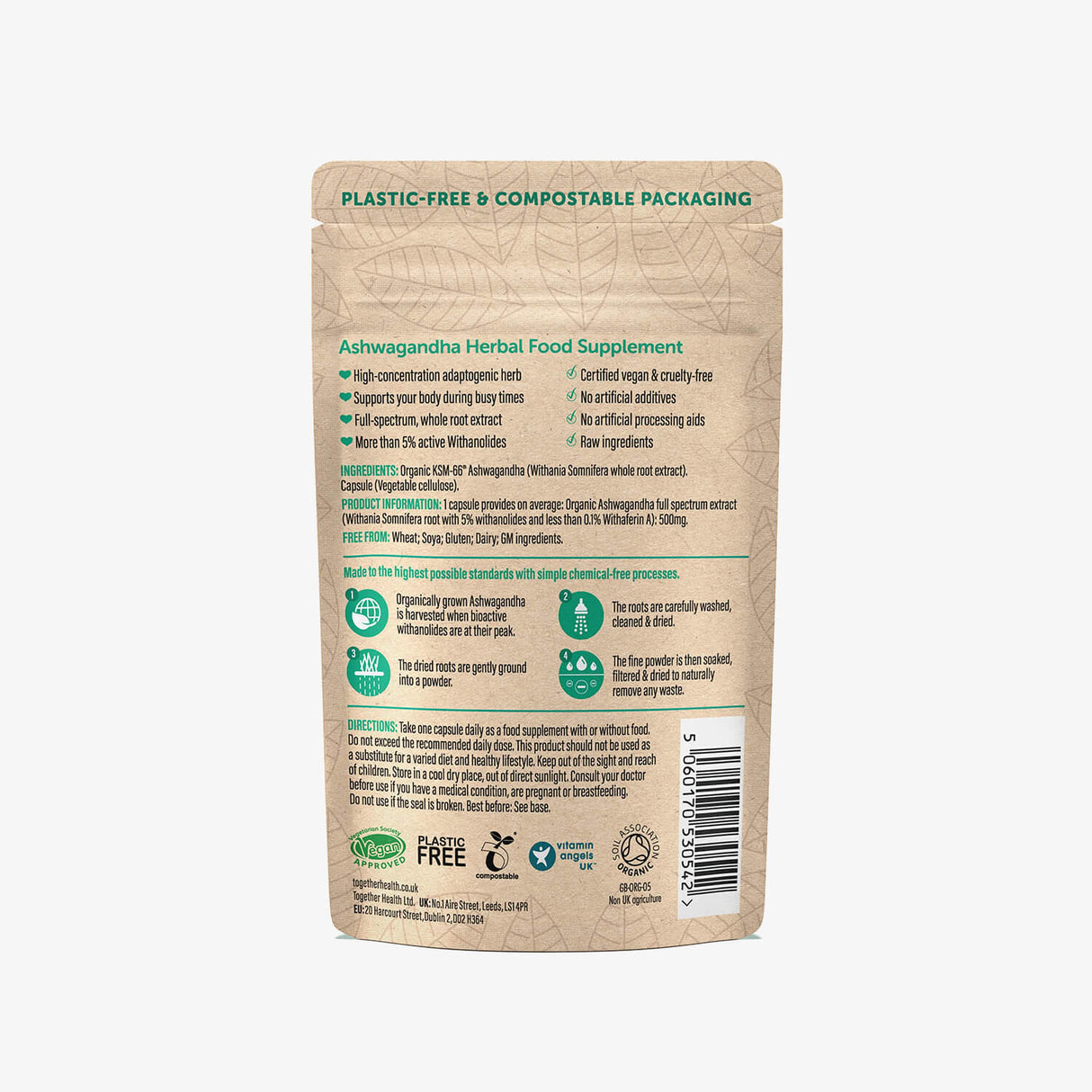 Ashwagandha Together Health supplement packaging nutritional info label