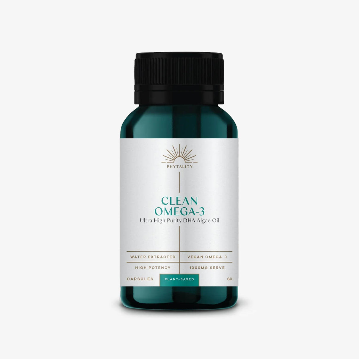 Bottle of Clean Omega-3 supplement on a white background