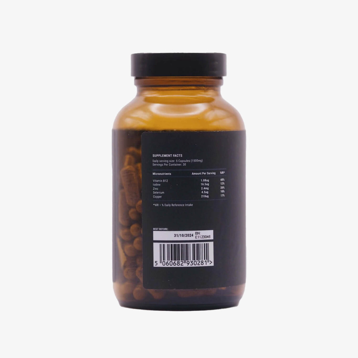 celtic oyster supplement bottle with nutritional info