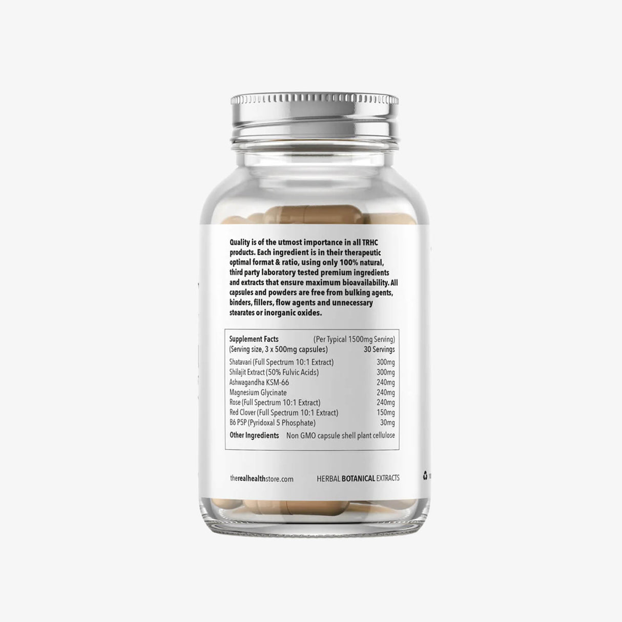 Trhc Goddess female vitality formula bottle with ingredients list label