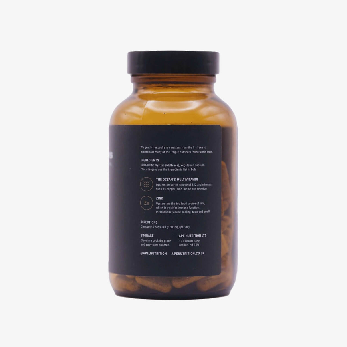 Celtic Oyster supplement bottle with nutritional label