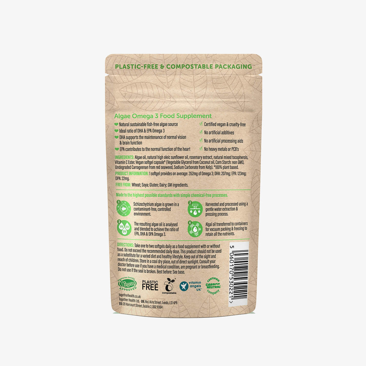 Together Health omega-3 supplement packaging nutritional info label 